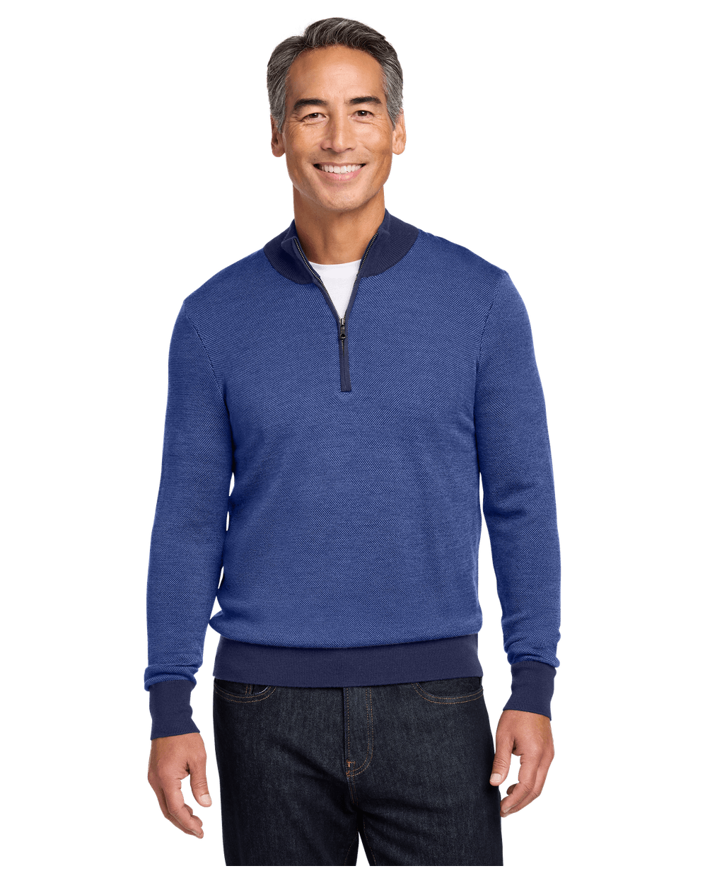 Brooks Brothers Washable Merino Birdseye 1/4-Zip Sweater