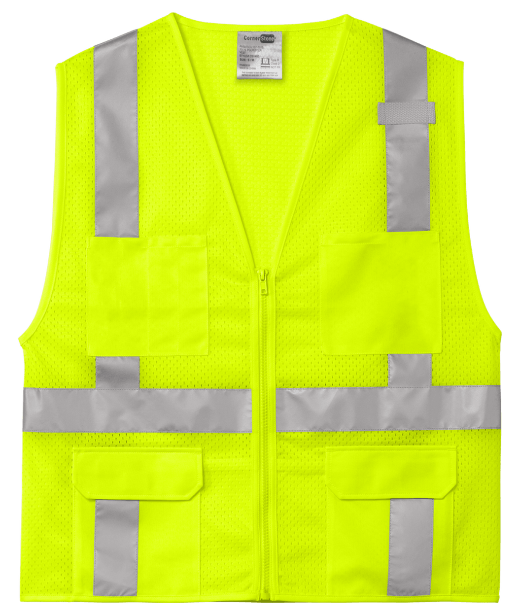 CornerStone ANSI 107 Class 2 Mesh Six-Pocket Zippered Vest