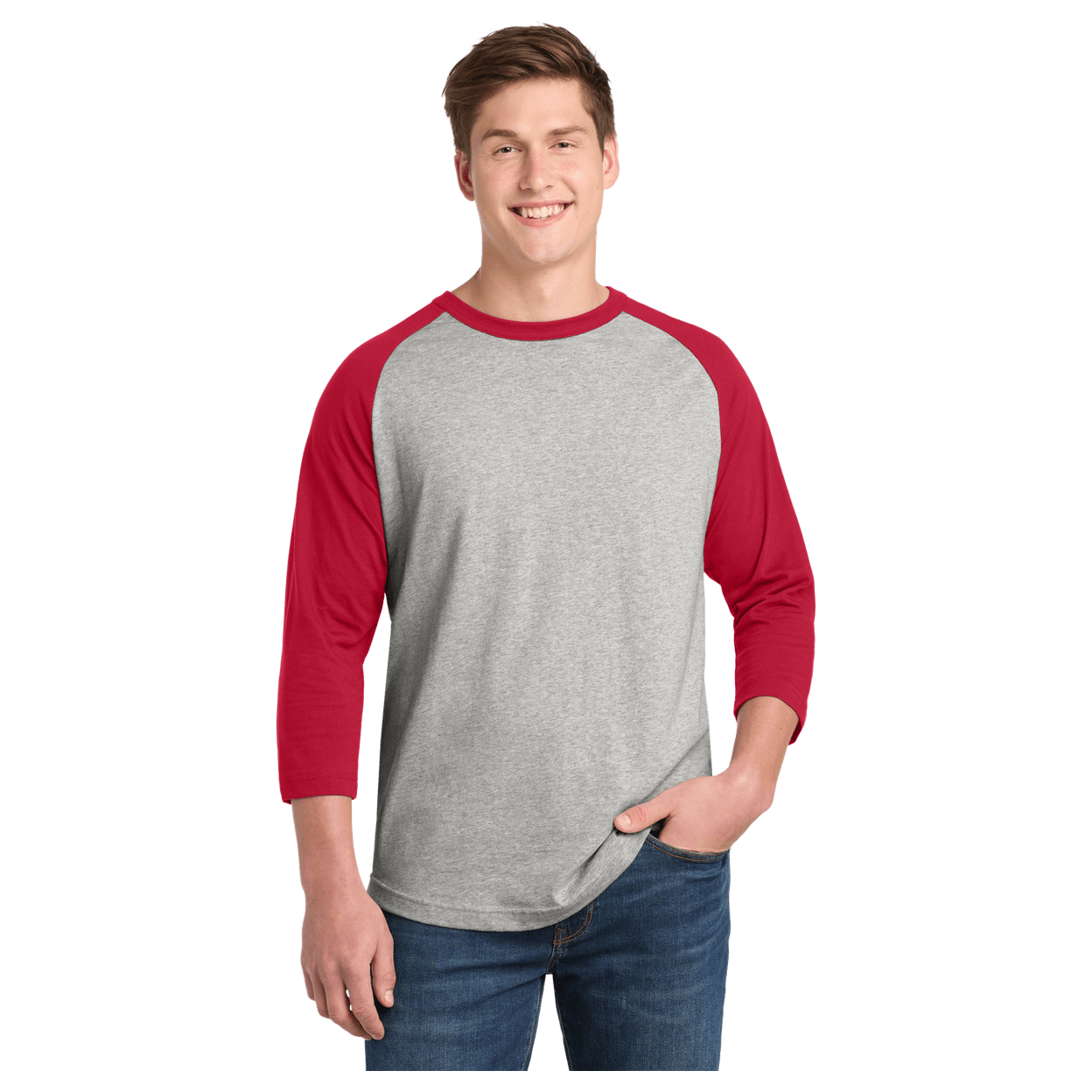 Heather Grey/ Red